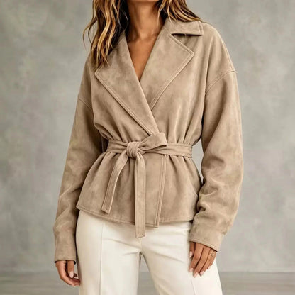Suede Belted Wrap Jacket