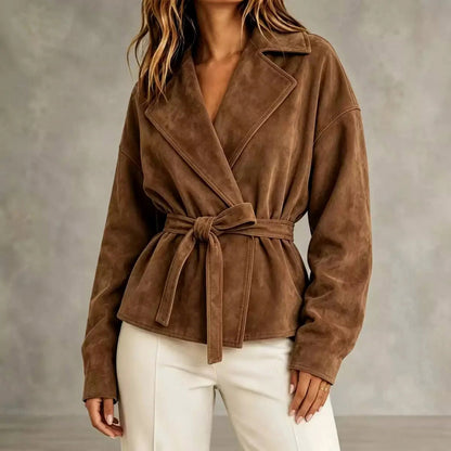 Suede Belted Wrap Jacket