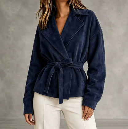 Suede Belted Wrap Jacket
