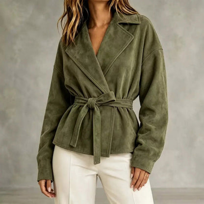 Suede Belted Wrap Jacket