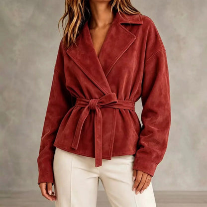 Suede Belted Wrap Jacket