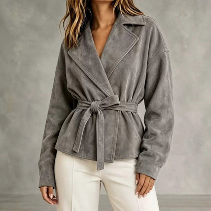 Suede Belted Wrap Jacket