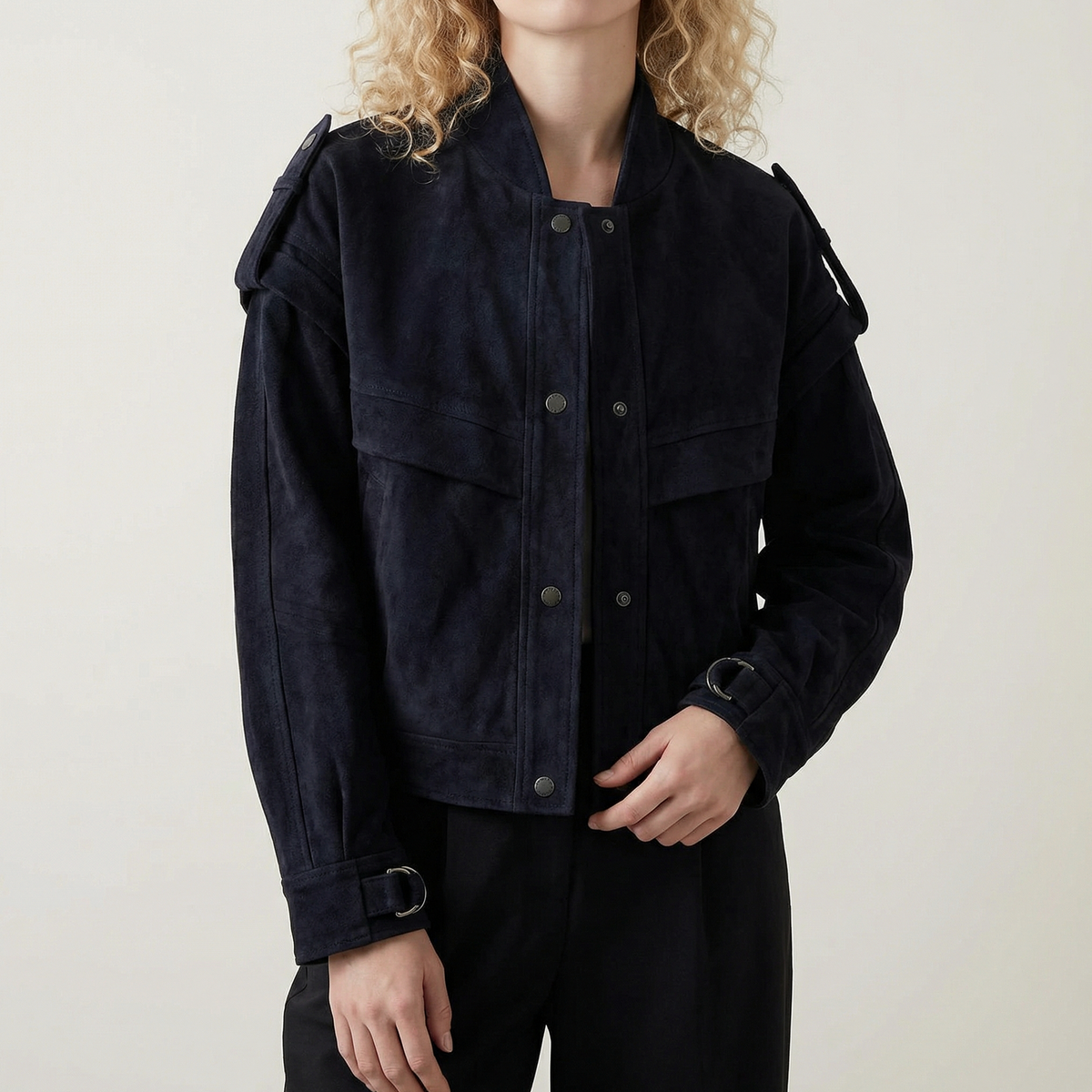 Suede Button Front Jacket