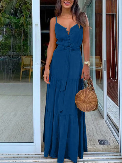 Tie Waist Tiered Maxi Dress