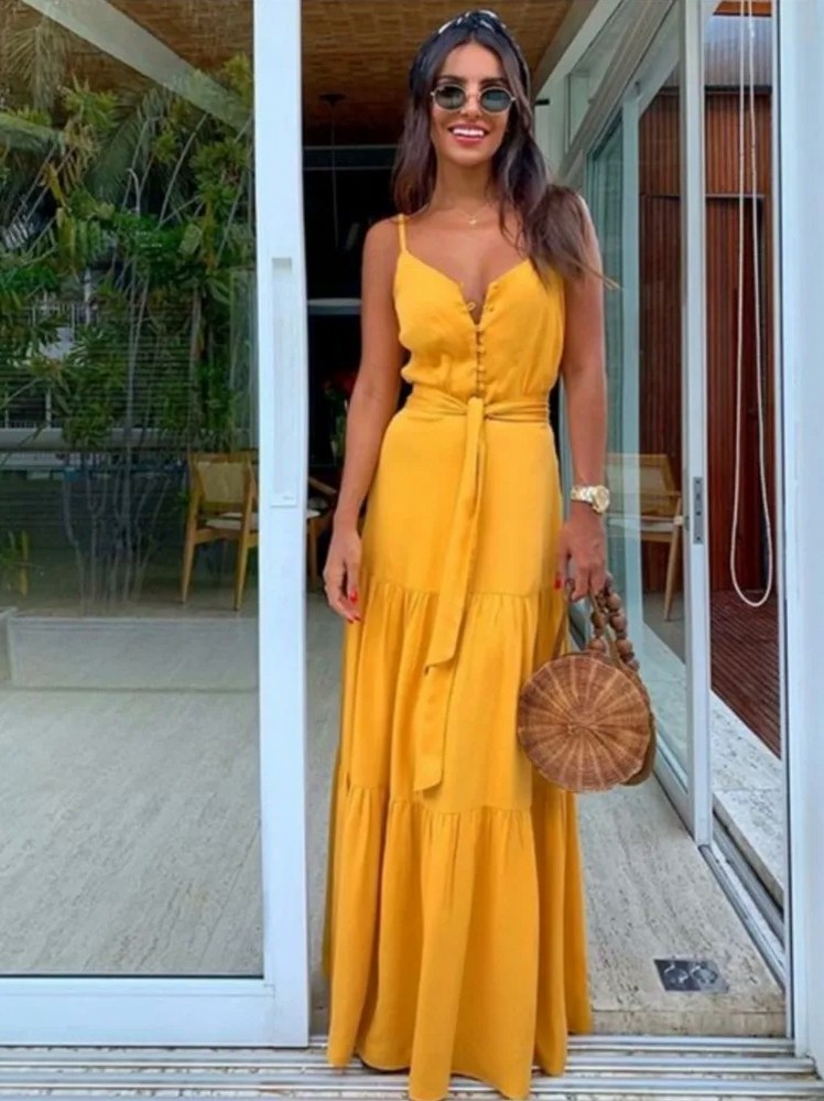 Tie Waist Tiered Maxi Dress