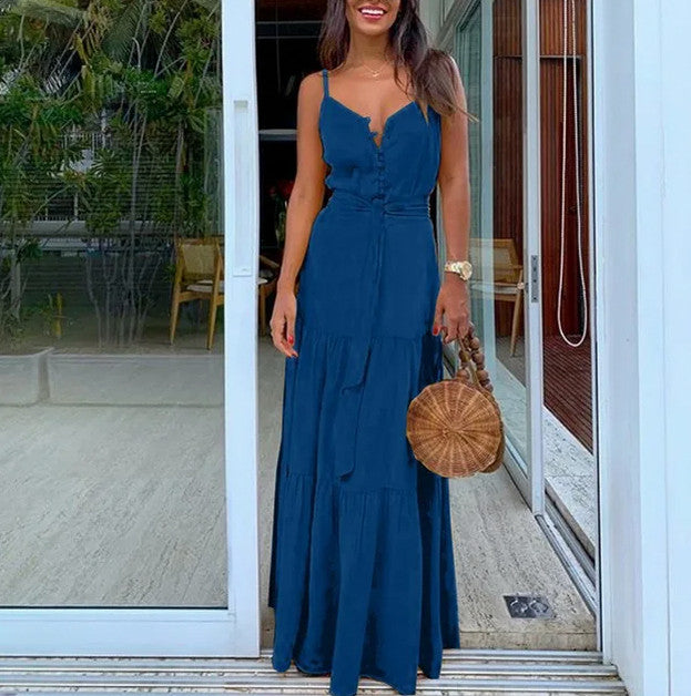 Tie Waist Tiered Maxi Dress