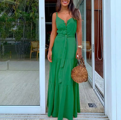 Tie Waist Tiered Maxi Dress
