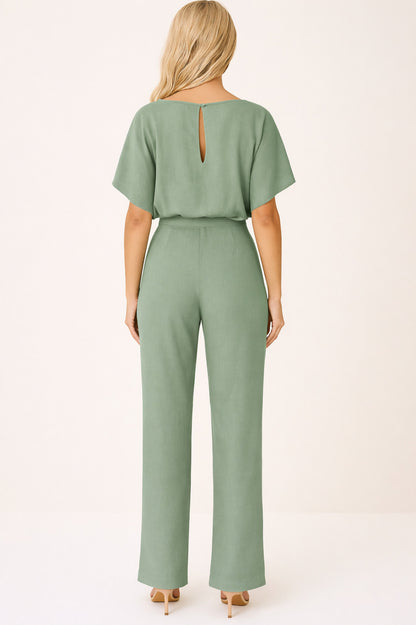 Tie Waist Wide Leg Jumpsuit
