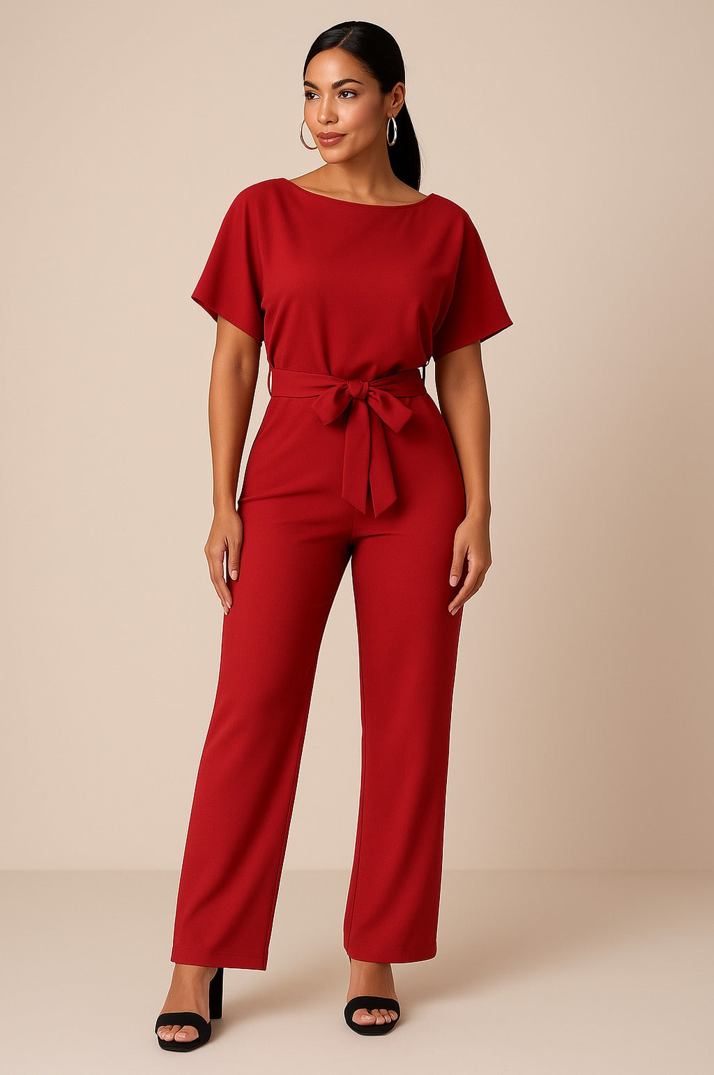 Tie Waist Wide Leg Jumpsuit