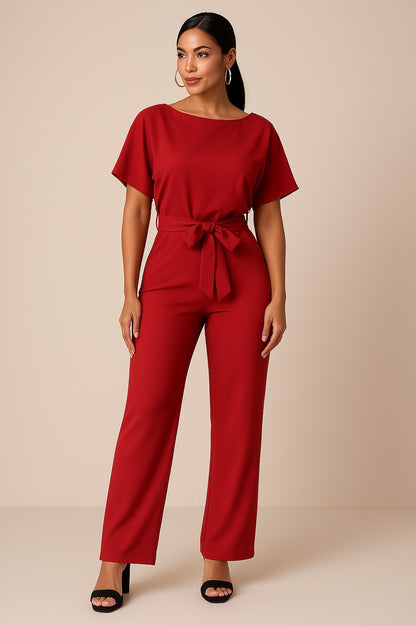 Tie Waist Wide Leg Jumpsuit