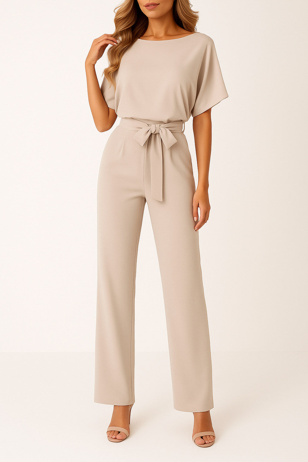 Tie Waist Wide Leg Jumpsuit