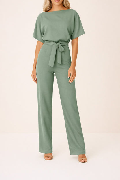 Tie Waist Wide Leg Jumpsuit