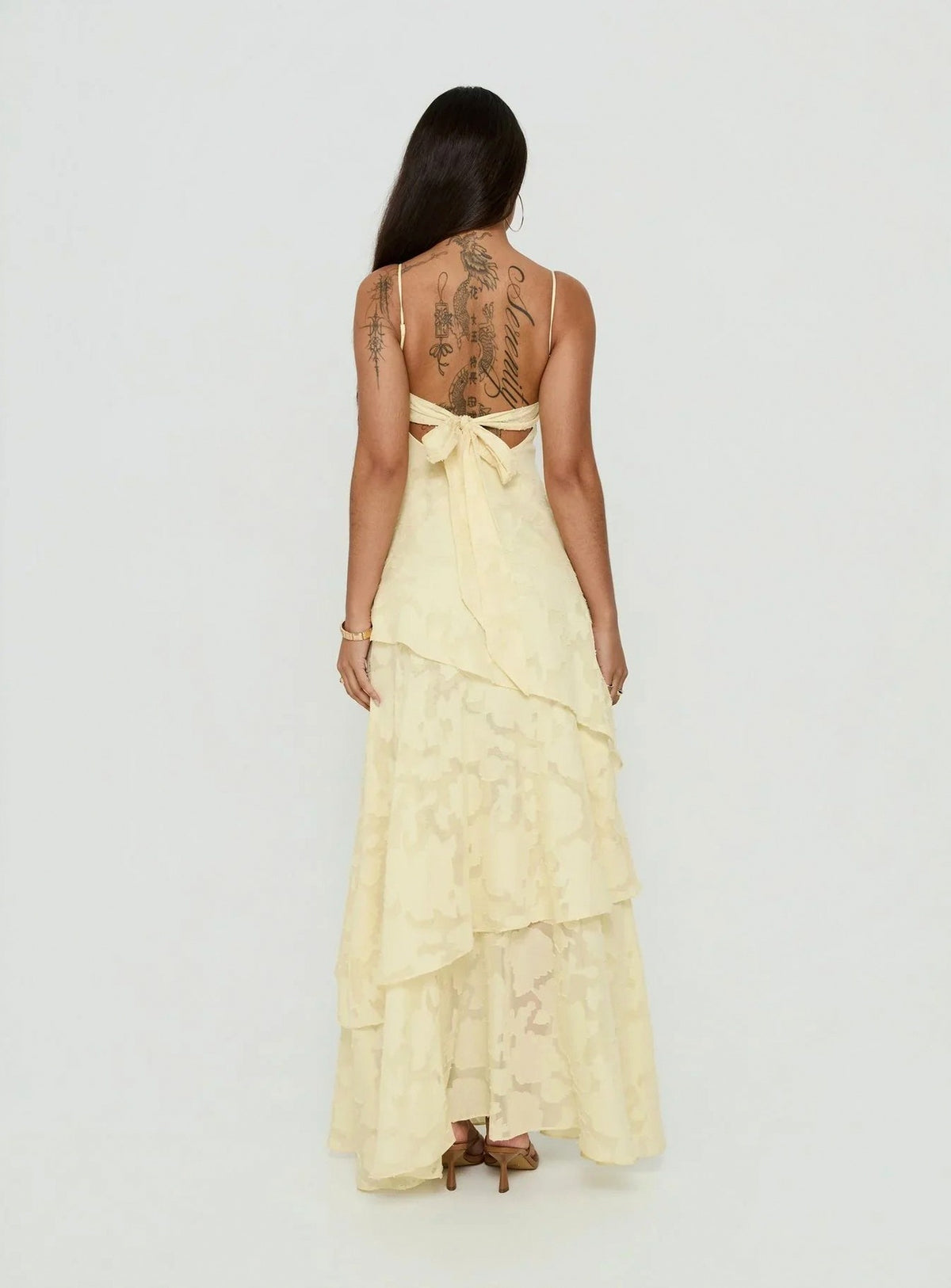 Tiered Asymmetric Hem Maxi Dress