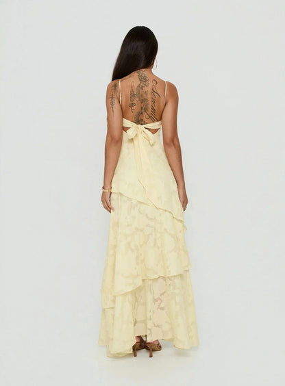 Tiered Asymmetric Hem Maxi Dress