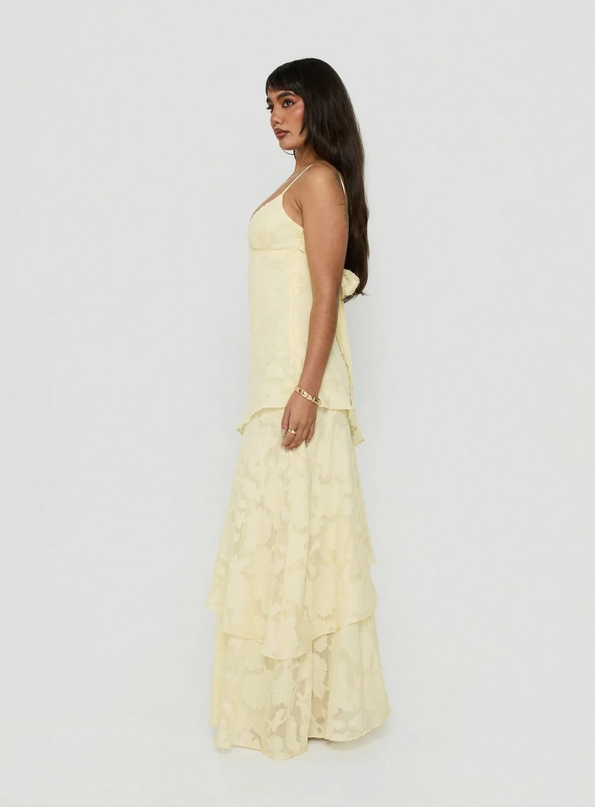 Tiered Asymmetric Hem Maxi Dress