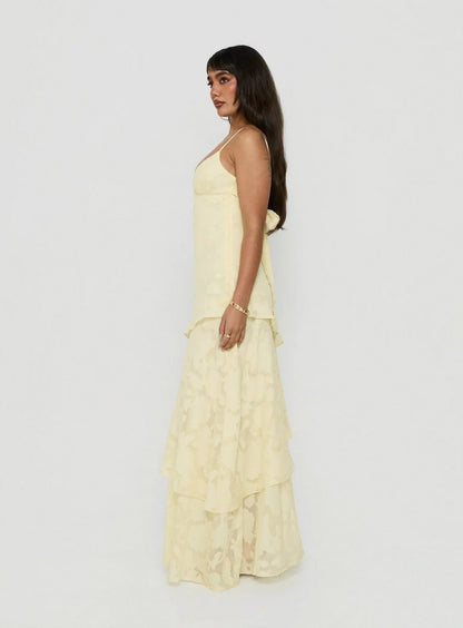 Tiered Asymmetric Hem Maxi Dress