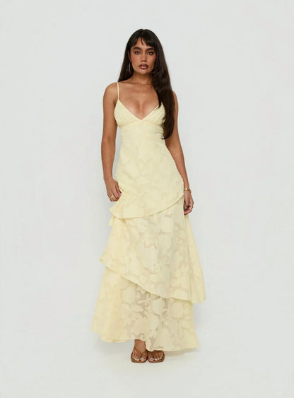 Tiered Asymmetric Hem Maxi Dress