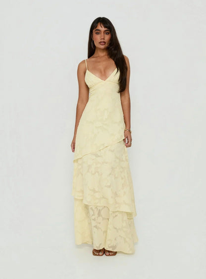 Tiered Asymmetric Hem Maxi Dress