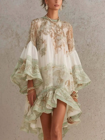 Tiered Ruffle Chiffon Mini Dress