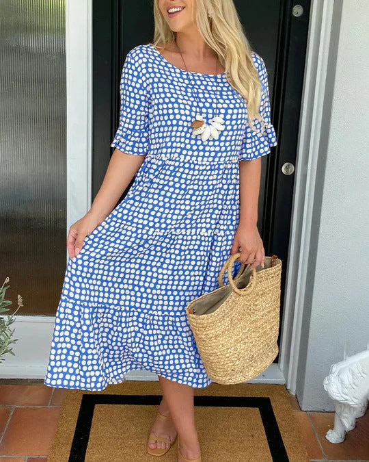 Polka Dot Tiered Midi Dress