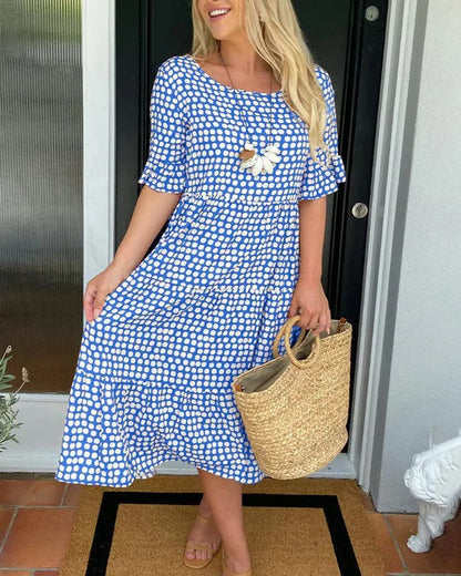 Polka Dot Tiered Midi Dress