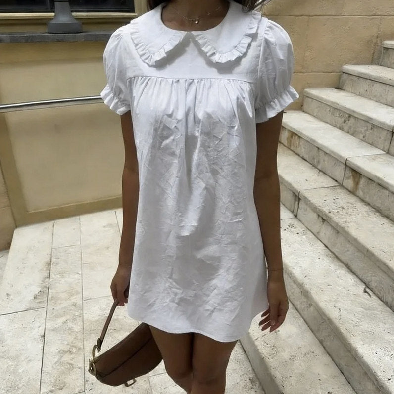 Poplin Peter Pan Babydoll Mini Dress