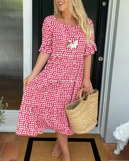 Polka Dot Tiered Midi Dress