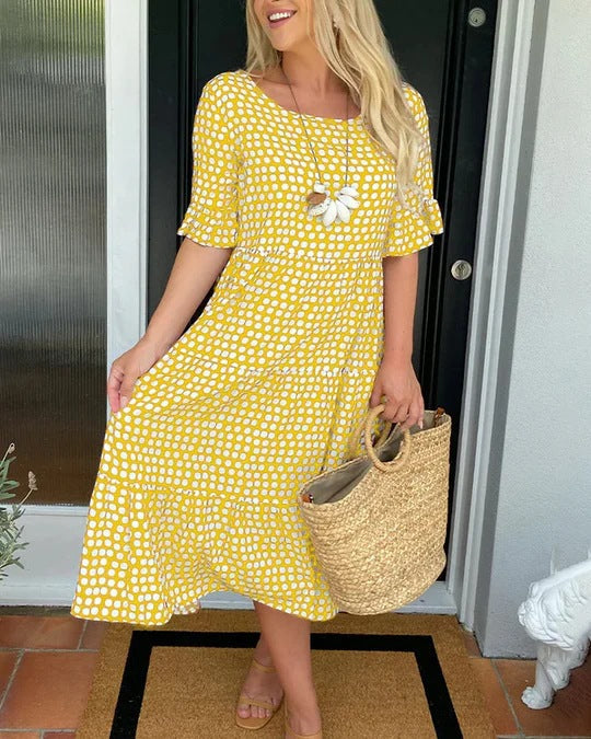 Polka Dot Tiered Midi Dress