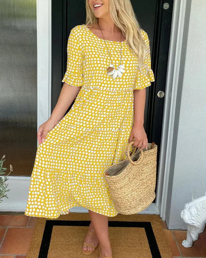 Polka Dot Tiered Midi Dress
