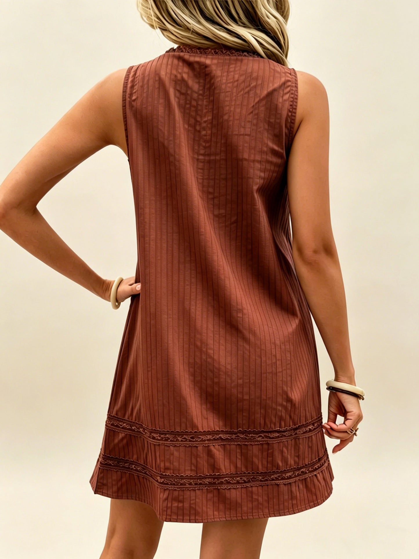 Striped Lace Trim Mini Sundress