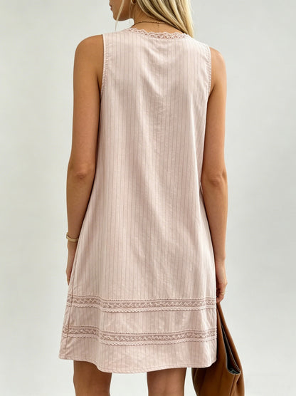 Striped Lace Trim Mini Sundress