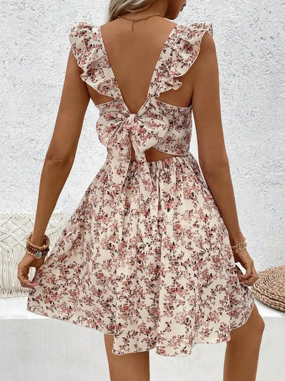 Floral Square Neck Mini Dress