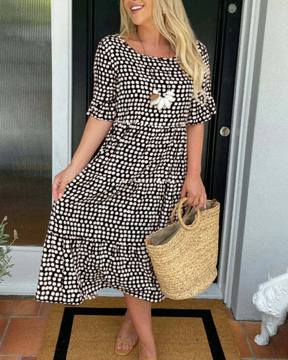 Polka Dot Tiered Midi Dress