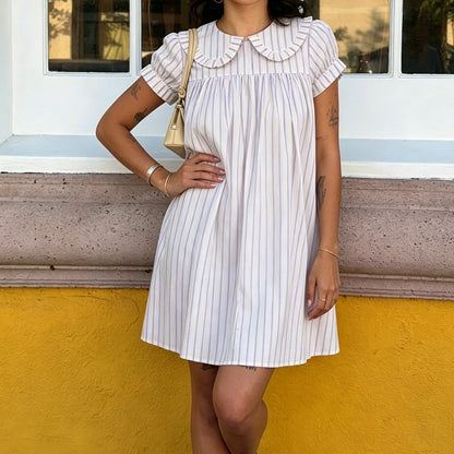 Poplin Peter Pan Babydoll Mini Dress
