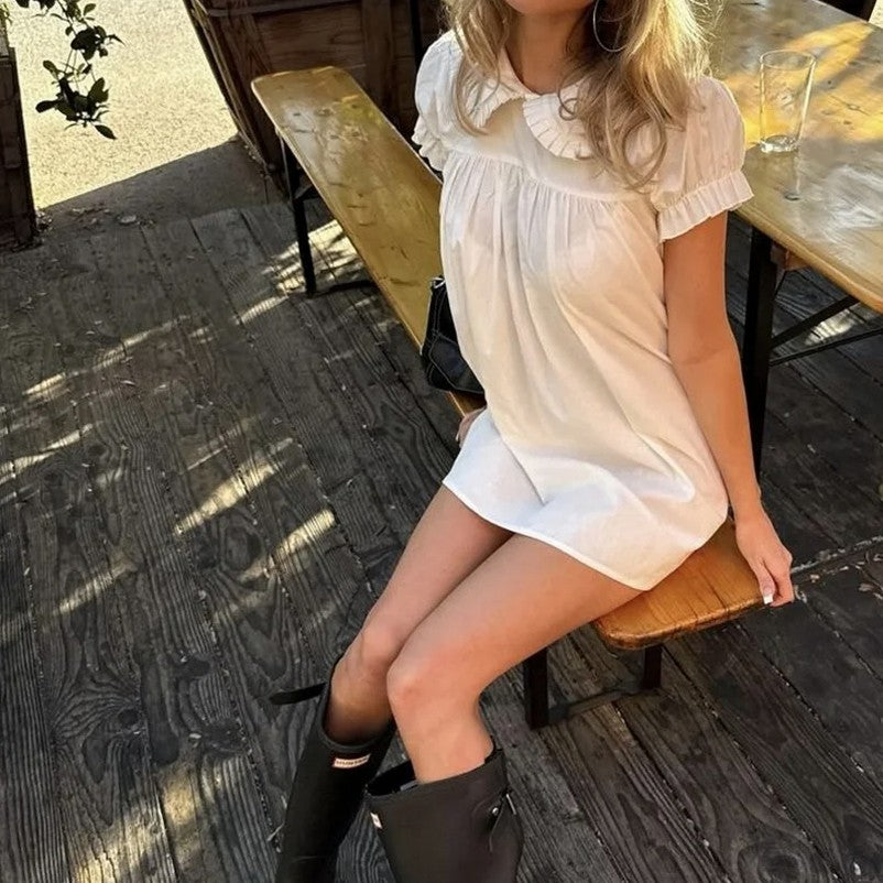 Poplin Peter Pan Babydoll Mini Dress