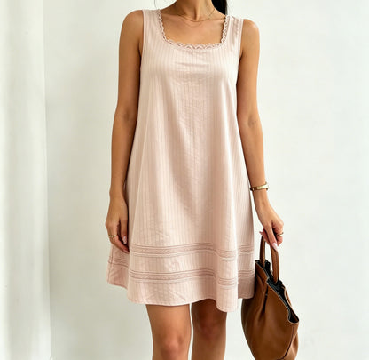 Striped Lace Trim Mini Sundress
