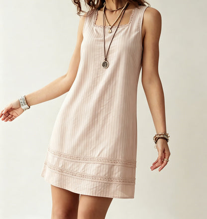 Striped Lace Trim Mini Sundress
