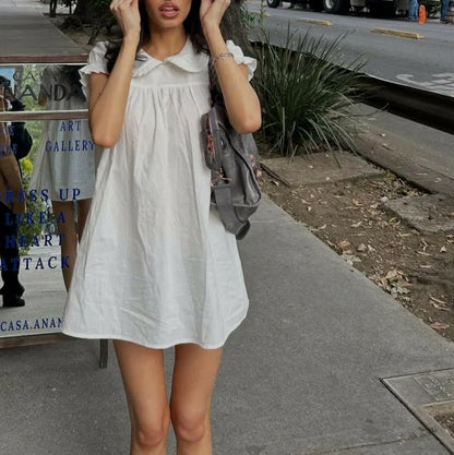 Poplin Peter Pan Babydoll Mini Dress
