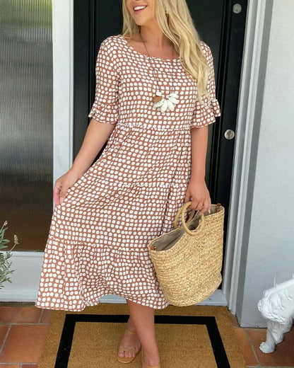 Polka Dot Tiered Midi Dress