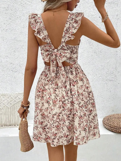 Floral Square Neck Mini Dress