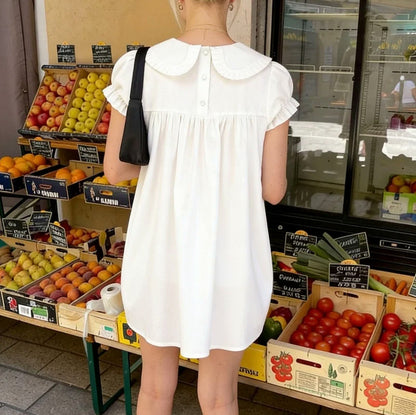 Poplin Peter Pan Babydoll Mini Dress