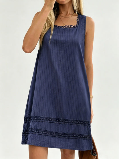 Striped Lace Trim Mini Sundress