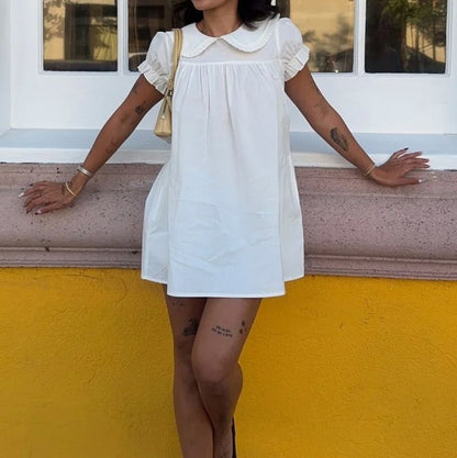 Poplin Peter Pan Babydoll Mini Dress