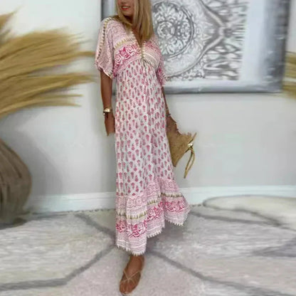 Floral Flutter Sleeve Tiered Maxi Dress