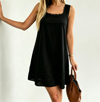 Striped Lace Trim Mini Sundress