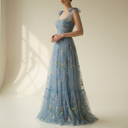 Tulle Sweetheart Tiered Maxi Dress