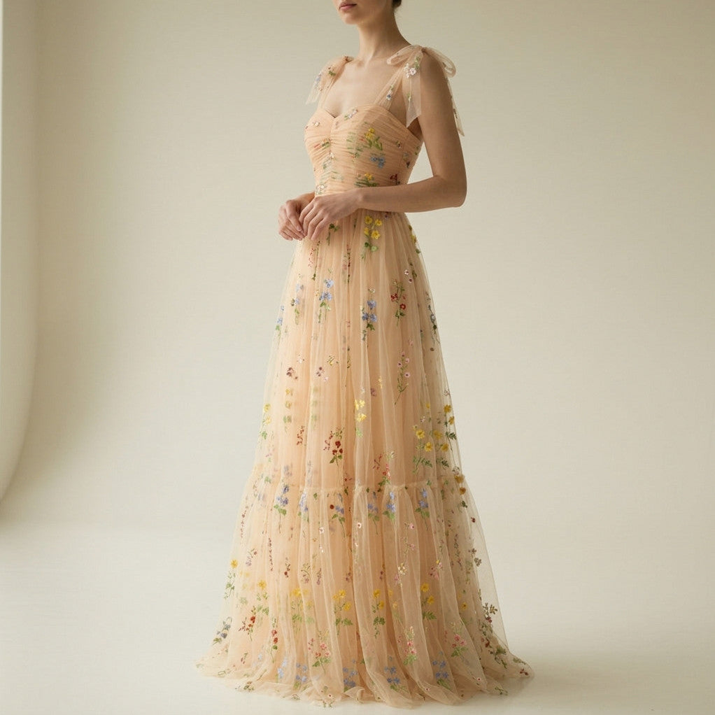Tulle Sweetheart Tiered Maxi Dress
