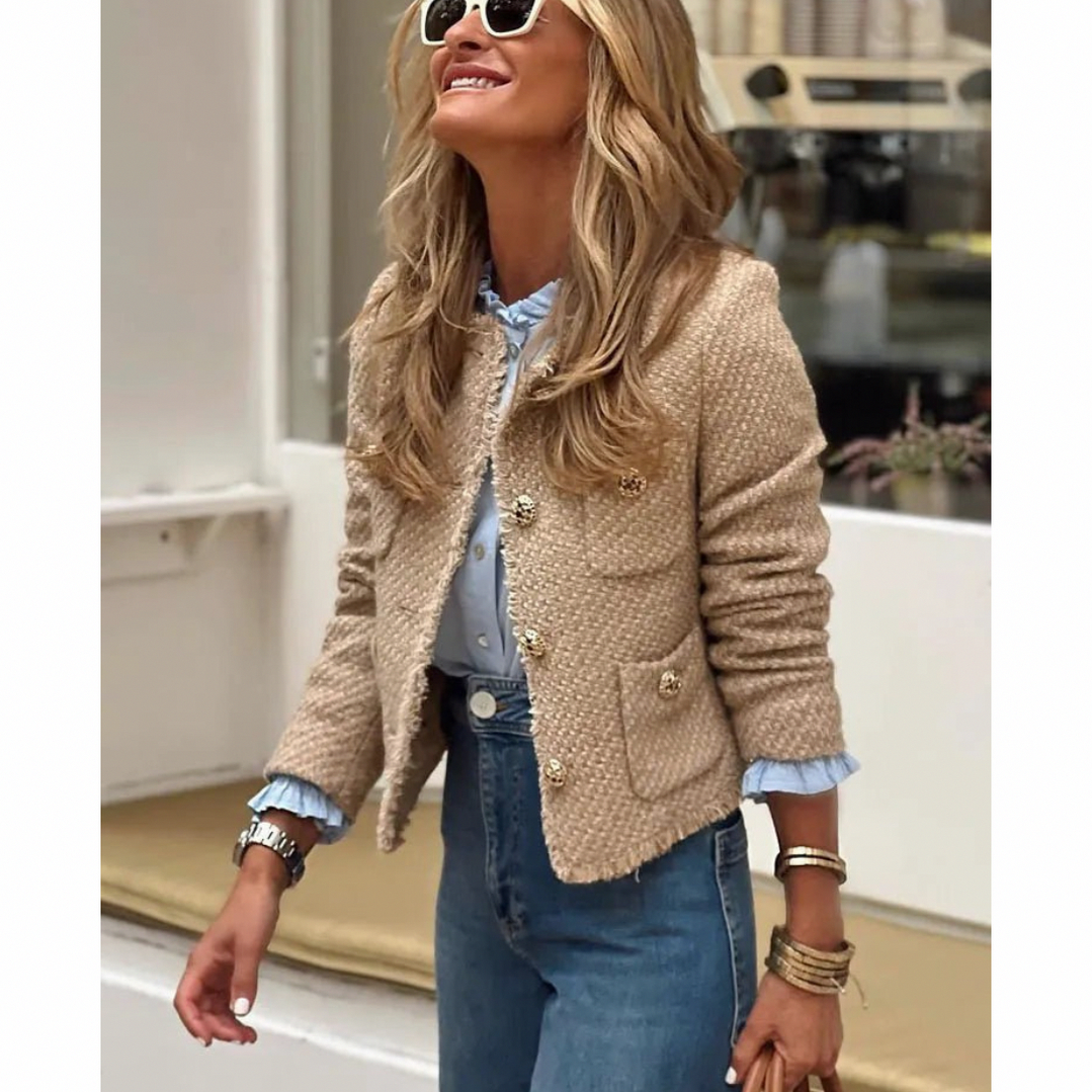 Tweed Button Front Fringe Jacket