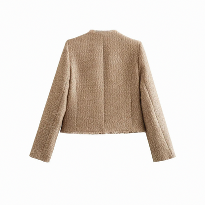 Tweed Button Front Fringe Jacket