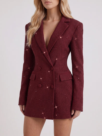 Rhinestone Tweed Long Sleeve Blazer Mini Dress